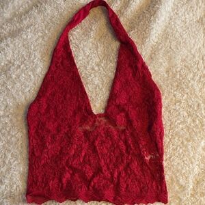 Elegant Red Lace Blouse